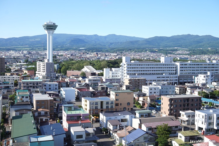 Goryokaku Tower terlihat jelas dari kamar Hotel Nets