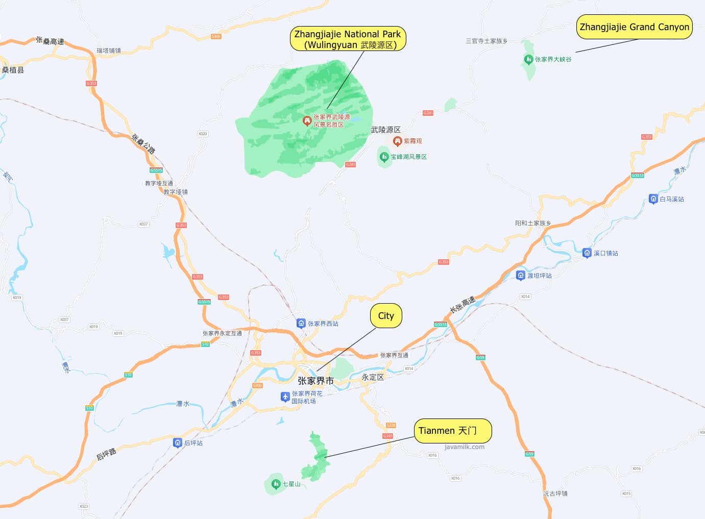 Peta Area Zhangjiajie