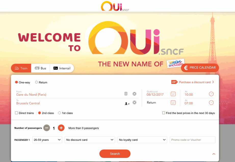 OUI, website baru untuk beli tiket kereta Perancis